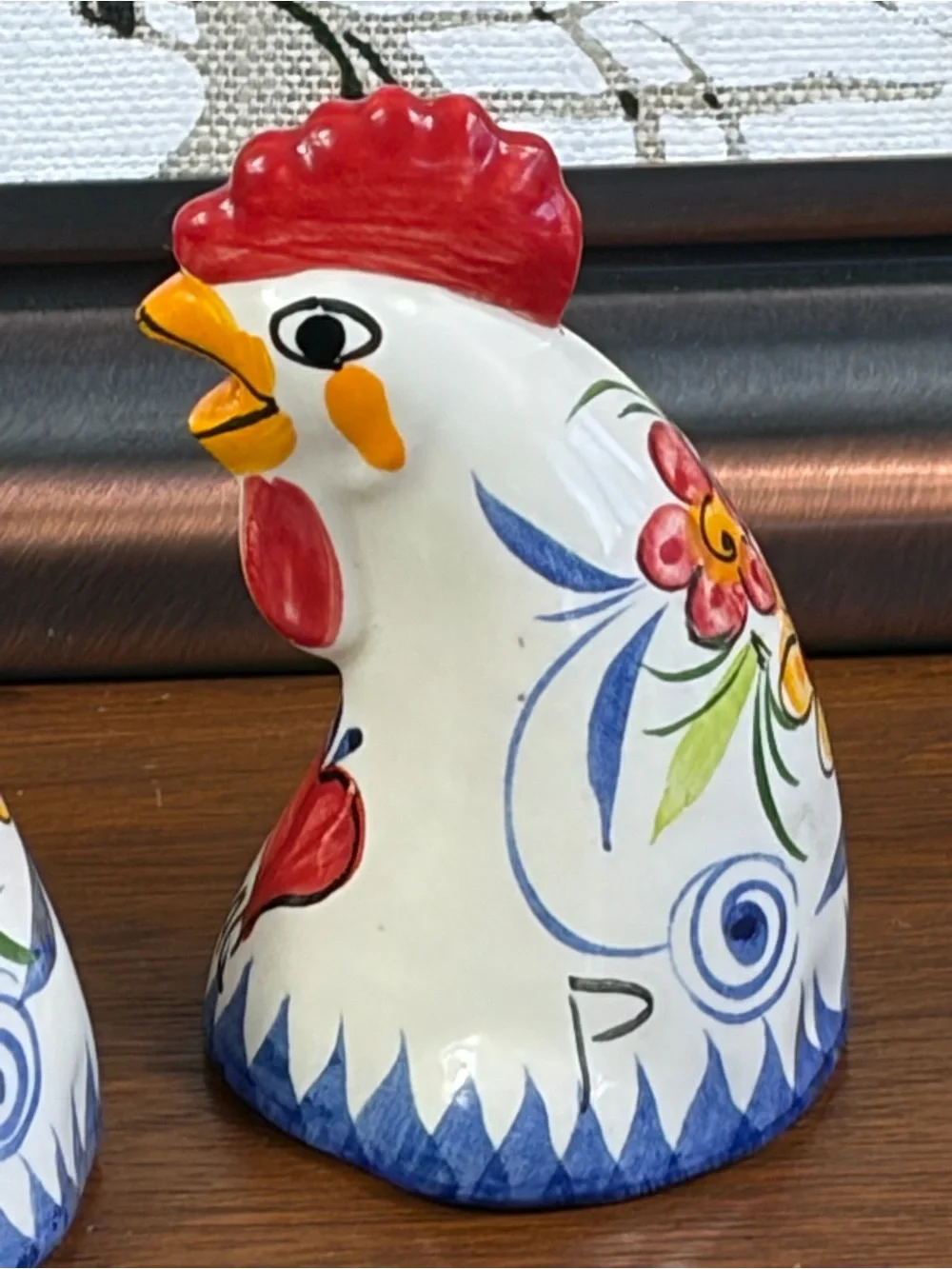 1980's Hand Painted White Alcobaca Rooster Of Barcelos Salt & Pepper Shakers